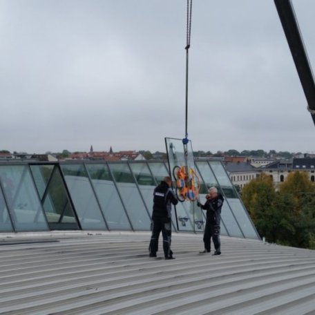 Reparaturverglasung, Austausch eines Fassadenglases, Glaserei, Wintergarten, Terrassenüberdachung